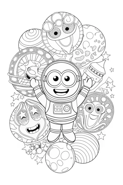 Minion’s Space Adventure Coloring Page