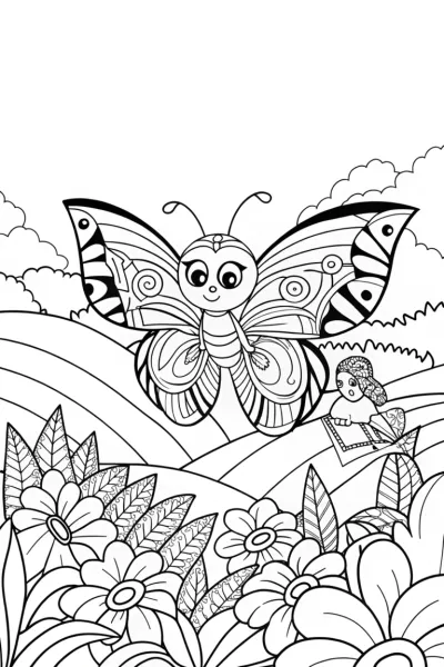Butterfly Botanist Coloring Page