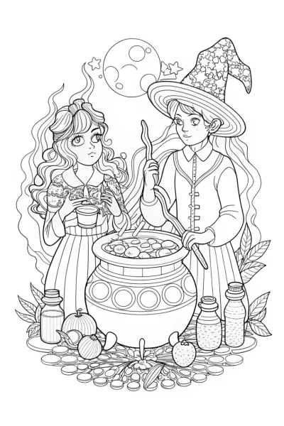 Anime characters making a potion