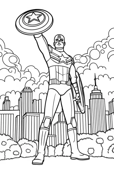 Captain America’s Shield of Justice Coloring Page