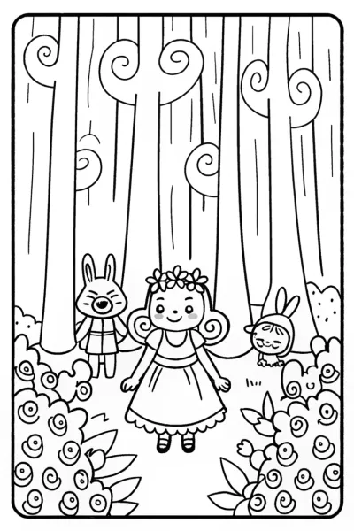 Alice’s Enchanted Forest Parade Coloring Page