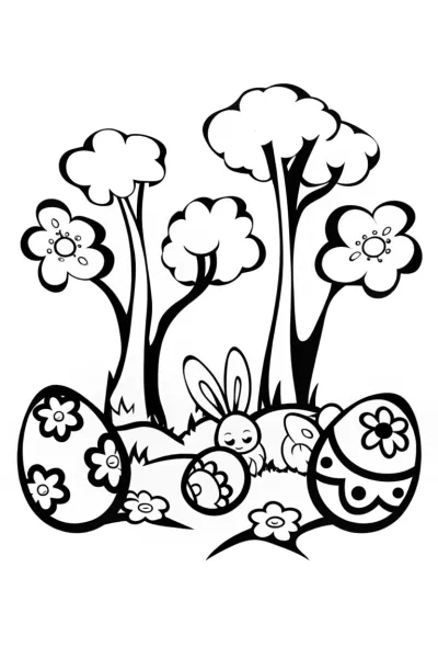 Easter Egg Garden of Whimsy Coloring Page