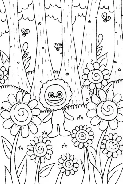 Huggy Wuggy in the magical flower forest