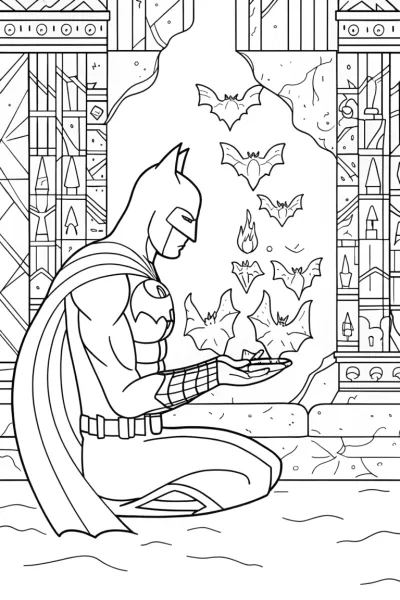 Batman in Echo Cave Coloring Page