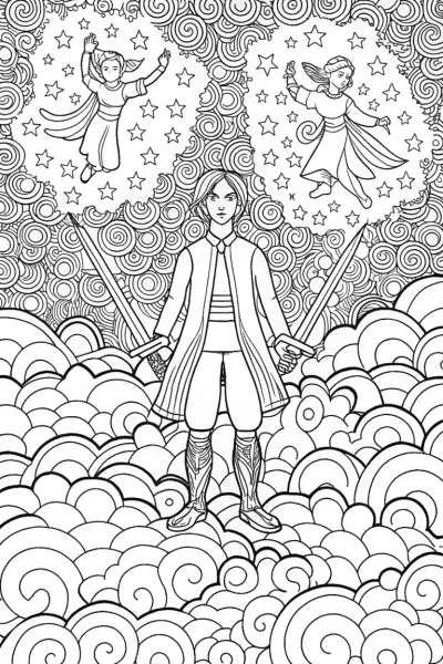 Demon Slayer Celestial Spirit Dance Coloring Page