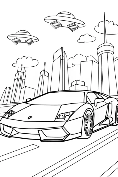 Lamborghini Adventure in a Futuristic City
