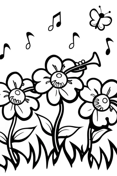 The Flower Symphony Coloring Page