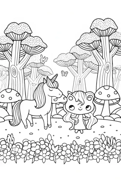 Kuromi’s Enchanted Forest Adventure Coloring Page
