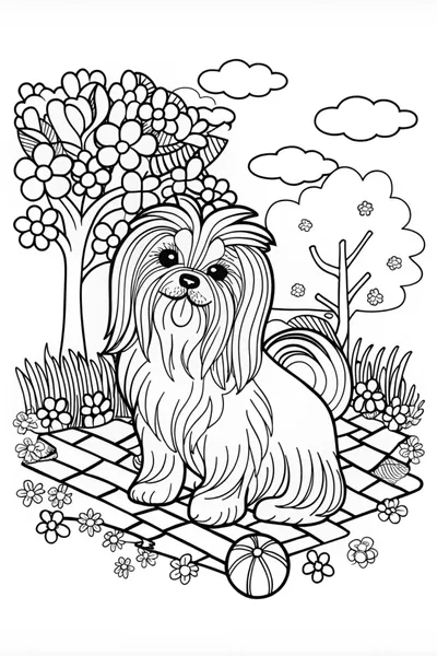 Adorable Shih Tzu Puppy Coloring Page