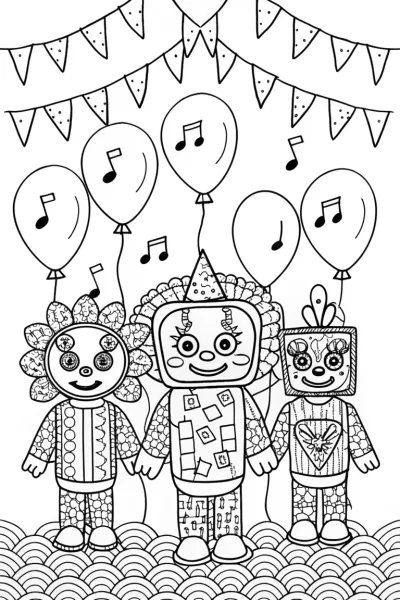 Huggy Wuggy’s Puzzle Piece Parade Coloring Page