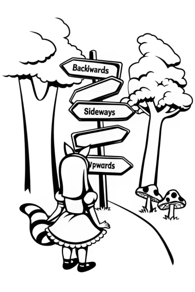 Curious Alice in the Whimsical Wonderland Coloring Page