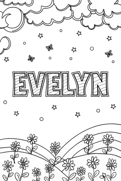 Evelyn’s Cosmic Garden Coloring Page
