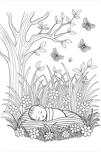 Slumbering Baby Amidst Nature