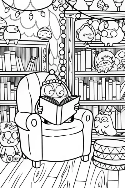 Cupcake Chic’s Magical Library Coloring Page