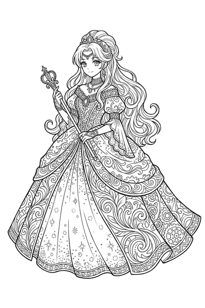 Sparkling Princess Gown Coloring Page
