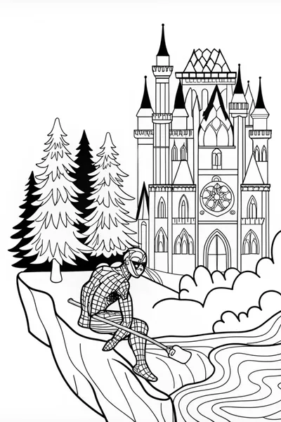 Spiderman in Front of a Castle