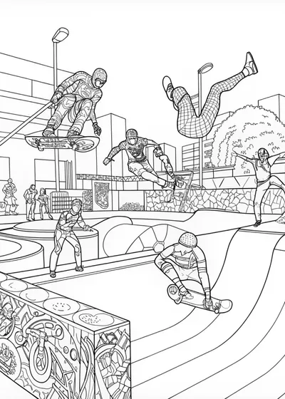 Swinging Through the City: Spider-Man Coloring Page