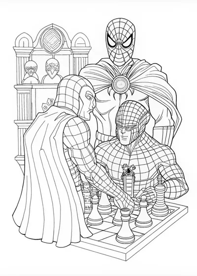 Spider-Man’s Chess Challenge Coloring Page