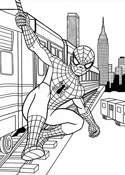 Spider-Man: Subway Swing Adventure Coloring Page