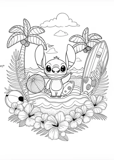 Stitch in the Garden Coloring Fun