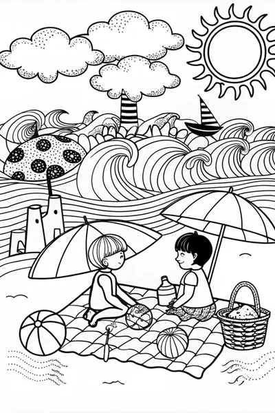 Beachside Bliss: Color the Sunrise Journey