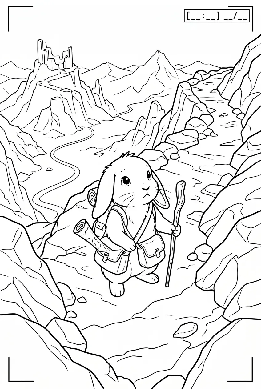 Example coloring page for the Surveillance camera shot prompt