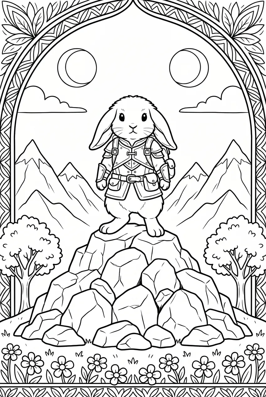 Example coloring page for the Symmetrical shot prompt