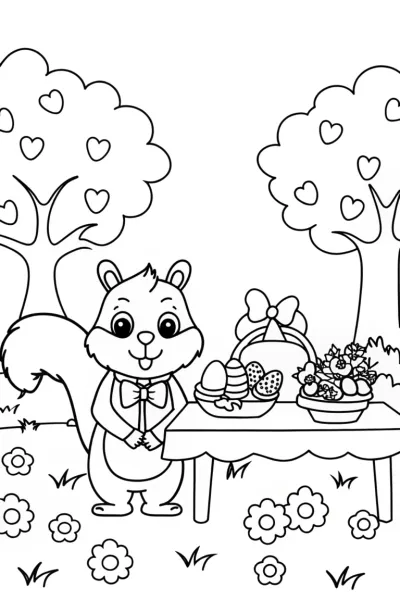 Easter Garden Party with Squirrel and Hedgehog