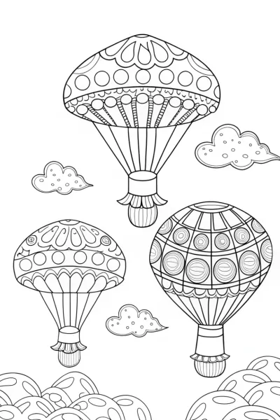 Mushrooms in hot air balloons
