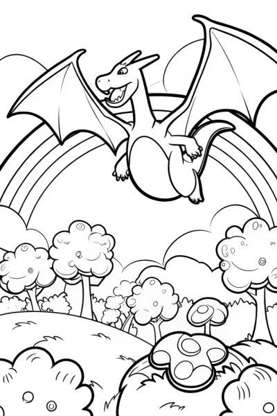 Charizard Soars Above the Enchanted Forest