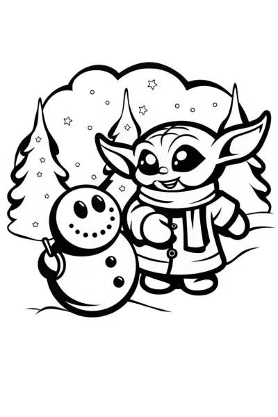 Baby Yoda’s Winter Wonderland Coloring Page