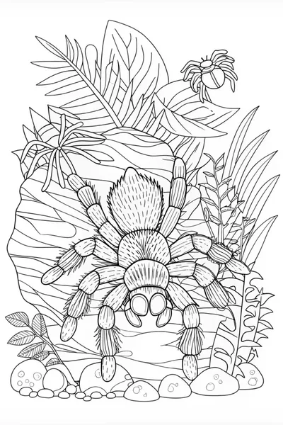 Giant Tarantula in the Mountains Coloring Page