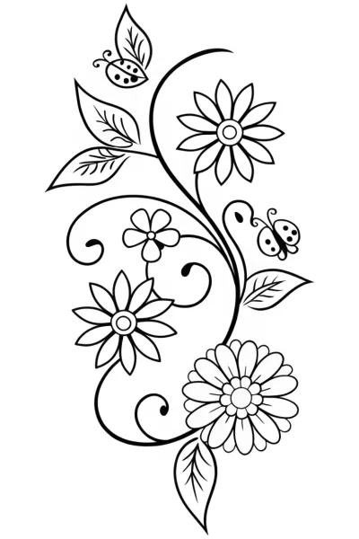 The Enchanted Flower Spiral Coloring Page