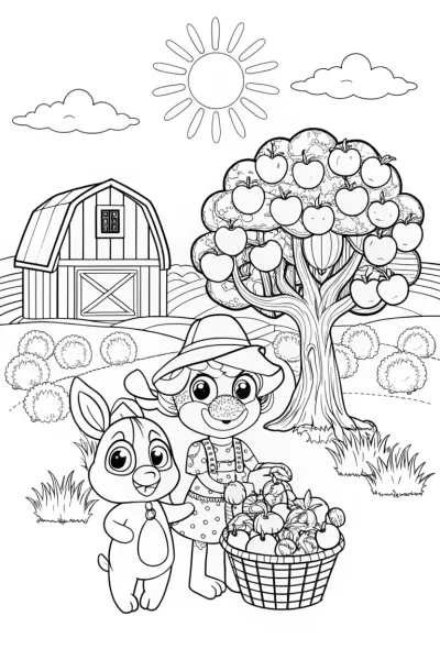 Bluey and Bingo’s Farm Adventure Coloring Page