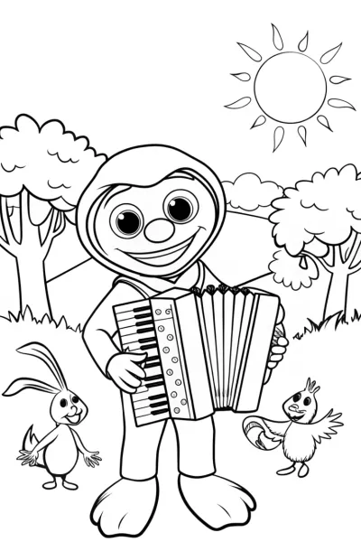 Huggy Wuggy’s Musical Meadow Celebration Coloring Page