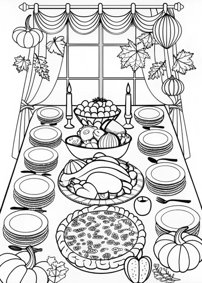 Thanksgiving Feast Coloring Page