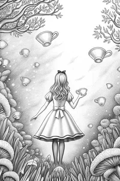 Alice in a floating tea garden