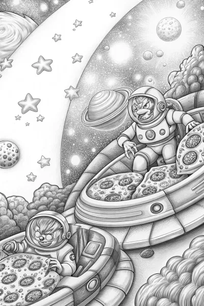 Bowser delivering pizzas in space