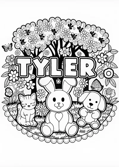 Tyler’s Cute Animal Coloring Page
