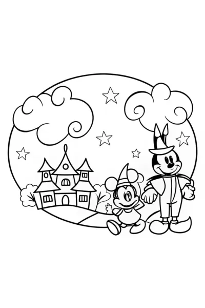 Mickey Mouse and Friends Halloween Parade Coloring Page