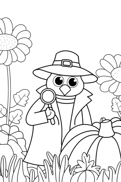 Turkey detective in a garden