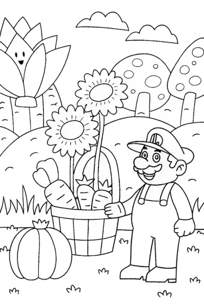 Mario’s Garden Adventure Coloring Page