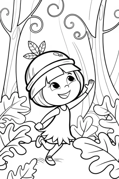 Whimsical Acorn Fairy Coloring Page