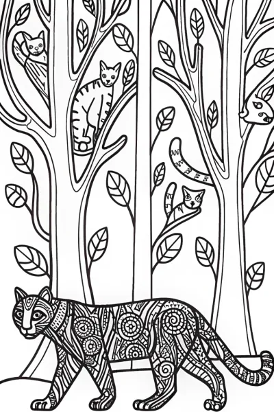The Black Panther and the Whispering Winds Coloring Page