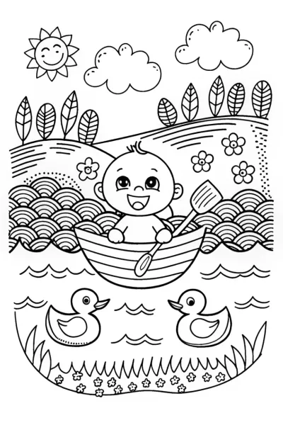 Baby’s First Adventure Coloring Page