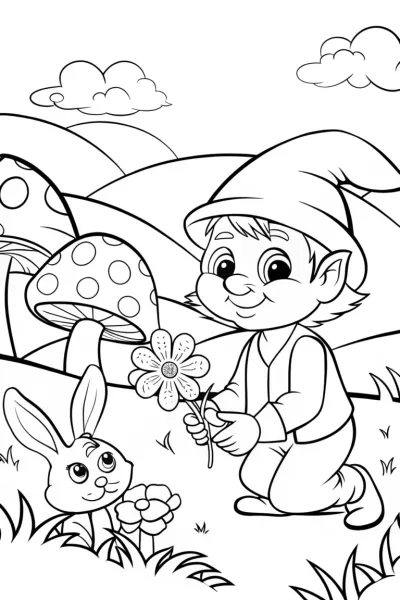 Gnome Gardening Adventure Coloring Page