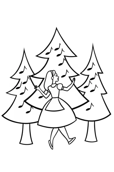 Alice dancing with musical trees