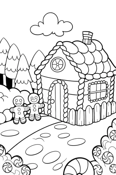 Gingerbread House Candy Quest Coloring Page