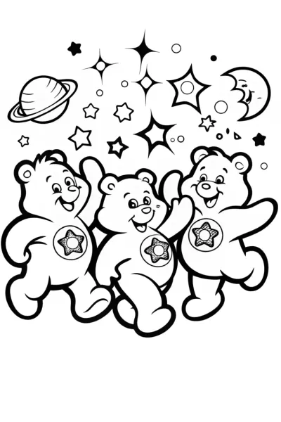 Care Bears’ Cosmic Dance Party Coloring Page