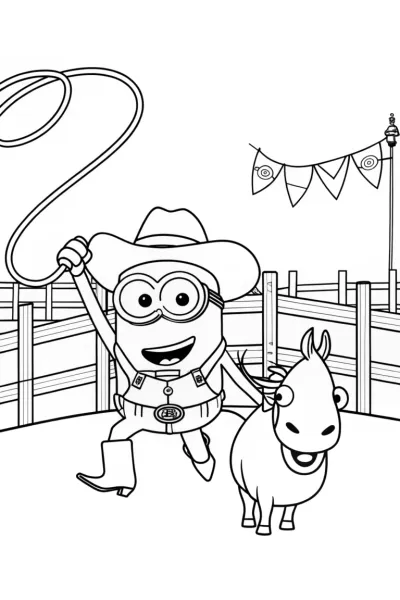 Minion’s Wild West Rodeo Coloring Page